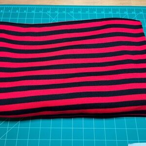 Red and Black Striped Stretchy Knit Fabric